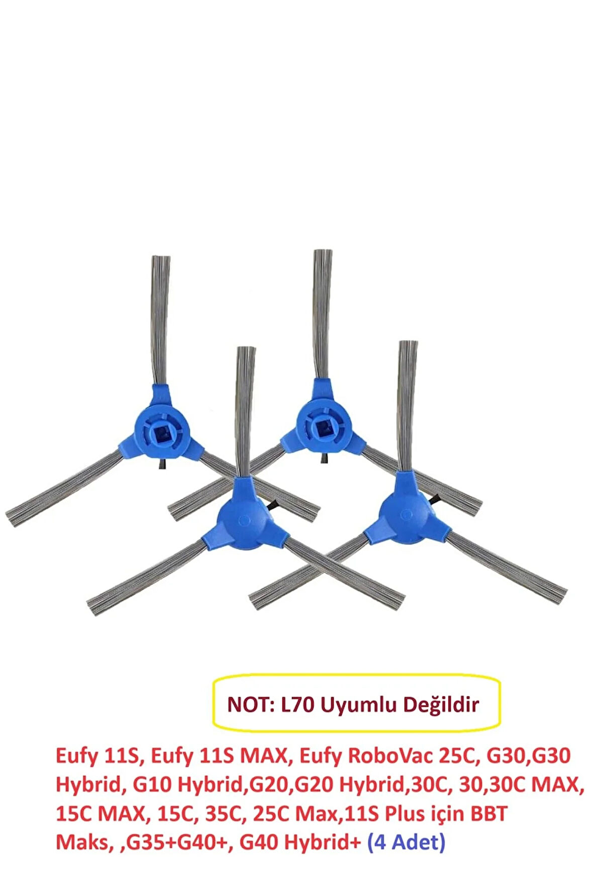 11S, RoboVac 25C ,G30 Hybrid,  Uyumlu  G10 G20 Hybrid 30C 15C  4 Adet Yan Fırça