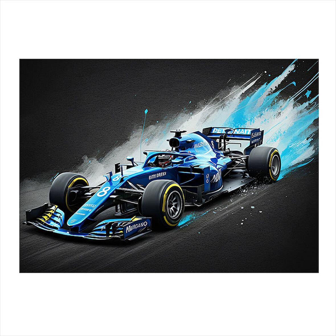 Formula Yarış Arabası Desenli Ahşap Tablo 50cmX 70cm