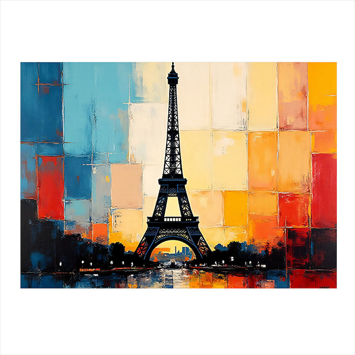Eyfel Kulesi Sanatsal Renkler Modern Ahşap Tablo 25cmX 35cm