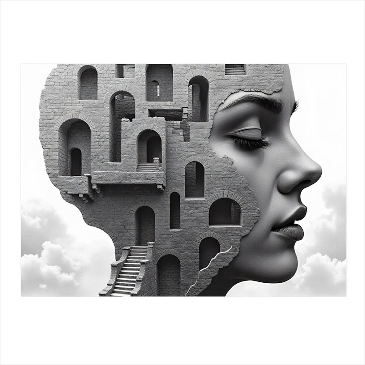 Mimari Yüz Profili Model Ahşap Tablo 50cmX 70cm