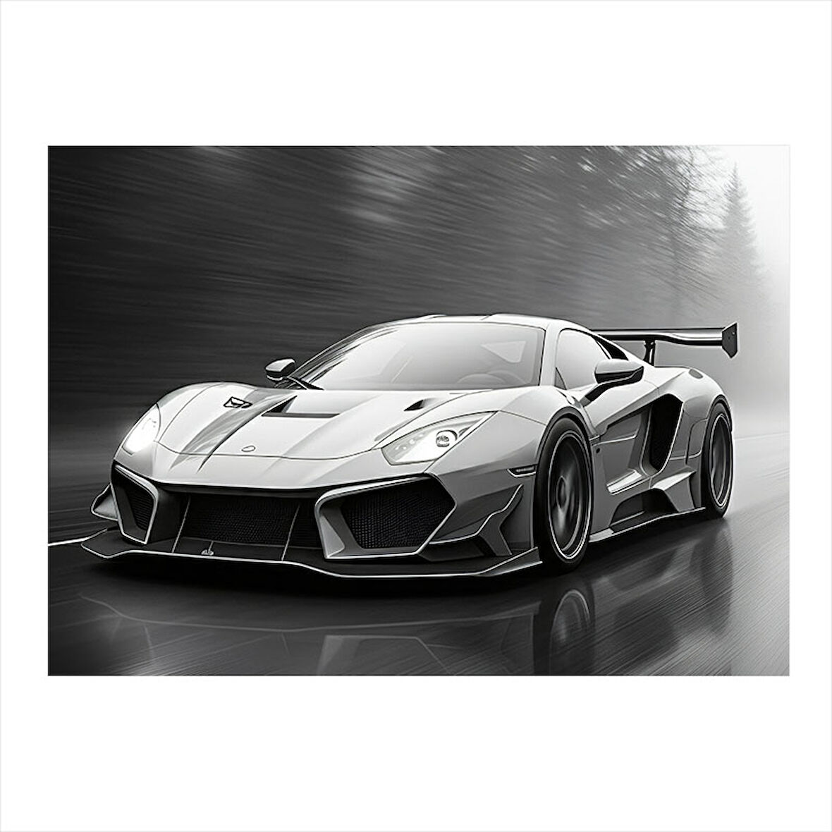 Beyaz Spor Araba Dekoratif Mdf Tablo 25cmX 35cm