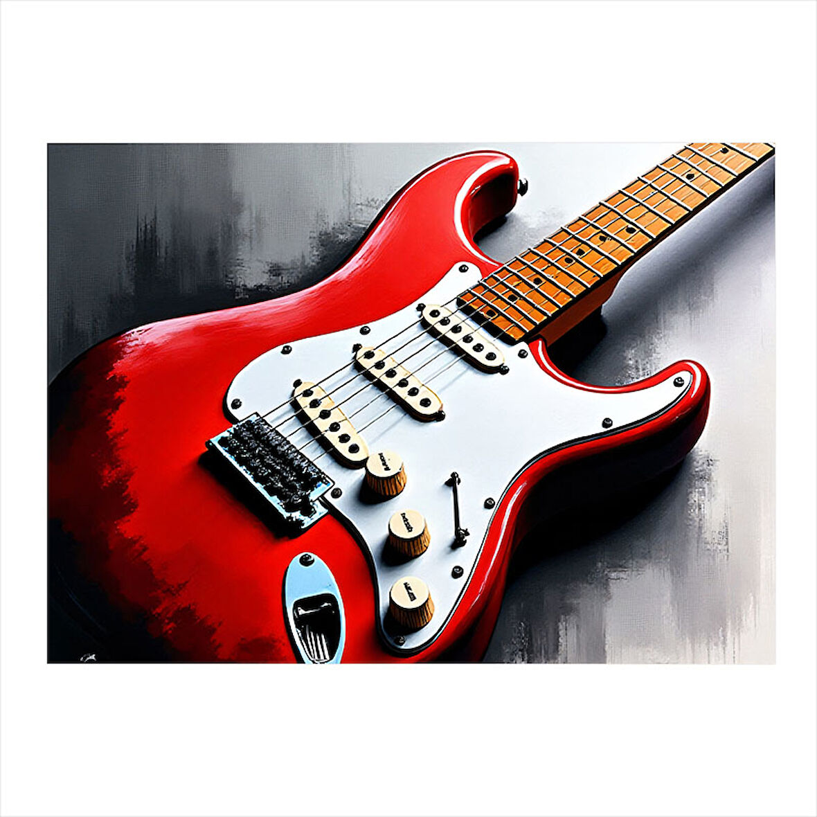 Kırmızı Elektro Gitar Model Mdf tablo 35cm X50cm