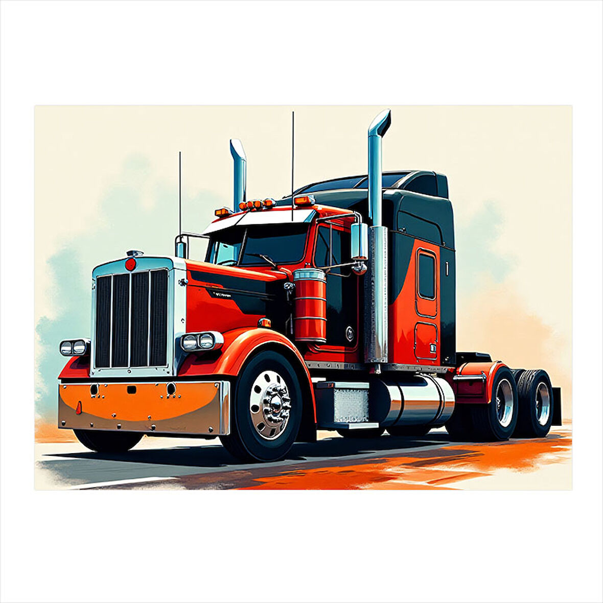 Turuncu Tır Modeli Hediyelik Mdf Tablo 25cmX 35cm