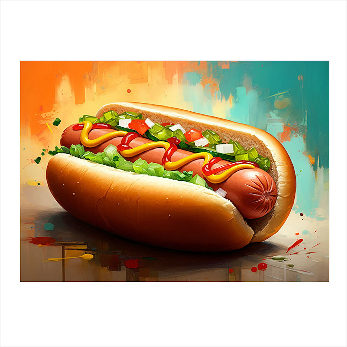 Sosisli Sandviç Portresi Art Mdf Poster 35cm X50cm