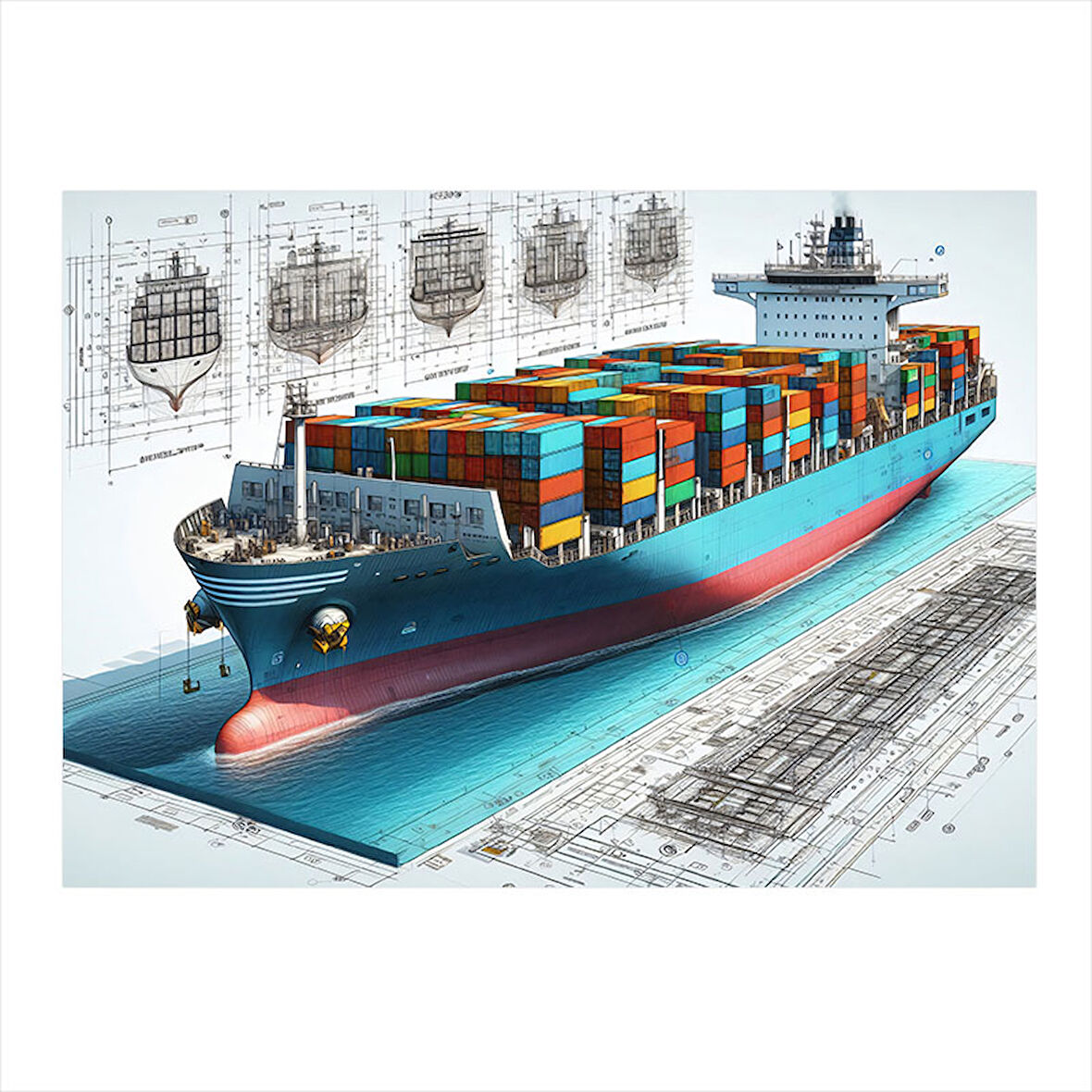 Yük Gemisi Hareket Halinde Model Ahşap Tablo 50cmX 70cm