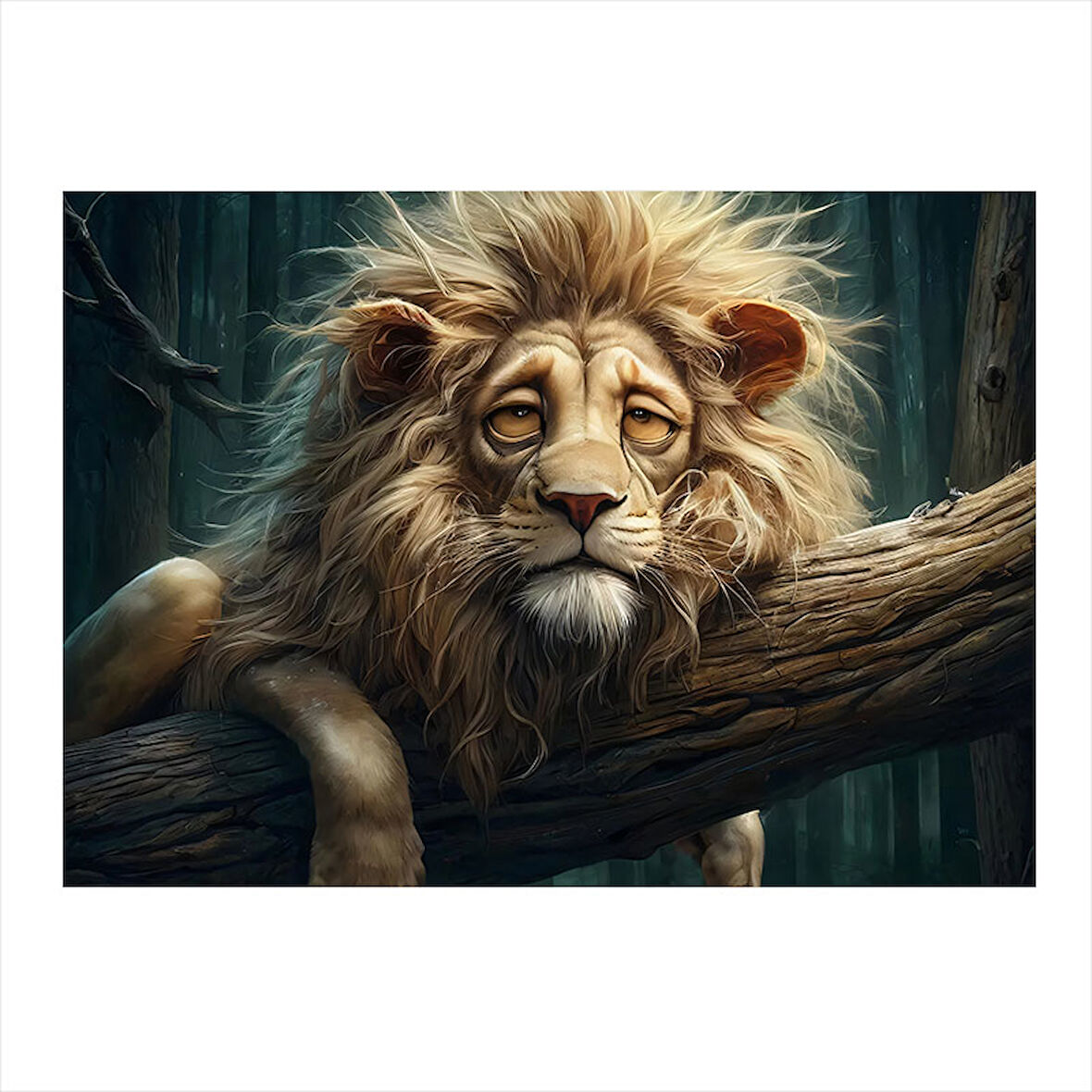 Yorgun Aslan Portresi Art Mdf Poster 25cmX 35cm