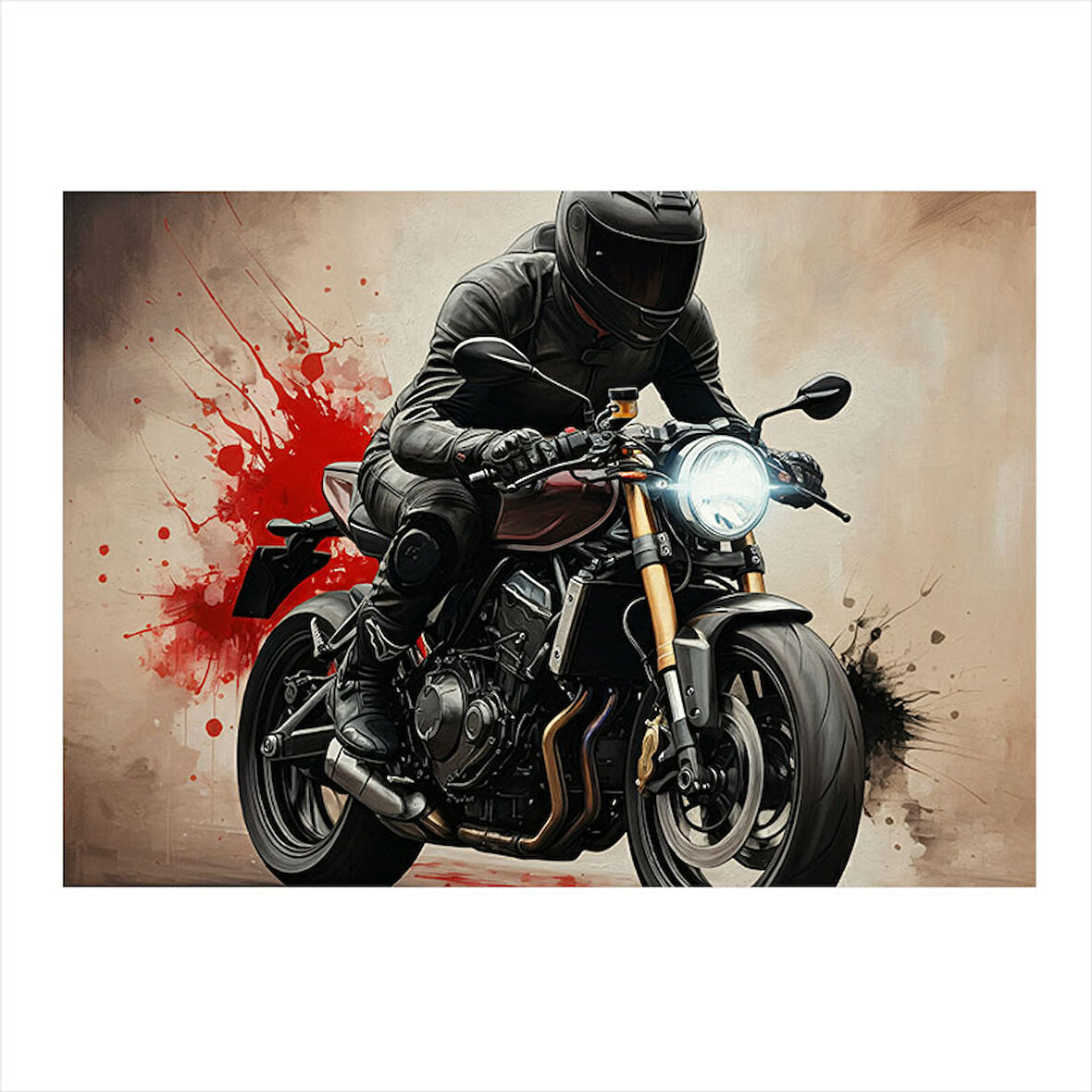 Motosiklet Sürücüsü Dekoratif ahşap Tablo 35cm X50cm