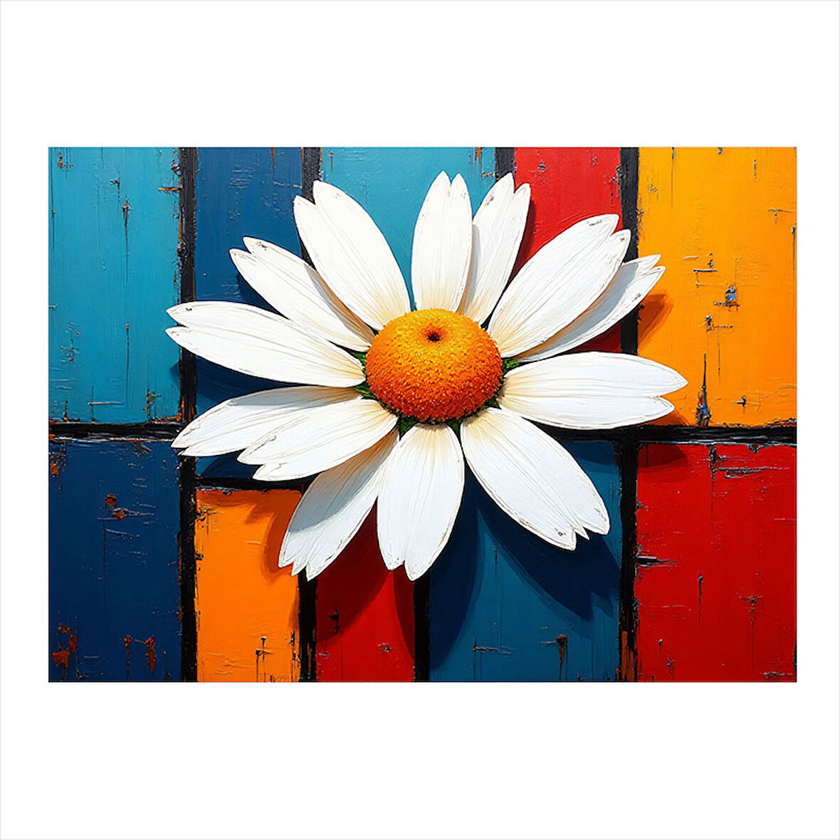 Papatya Sanatsal Renkler Modern Mdf Tablo 25cmX 35cm