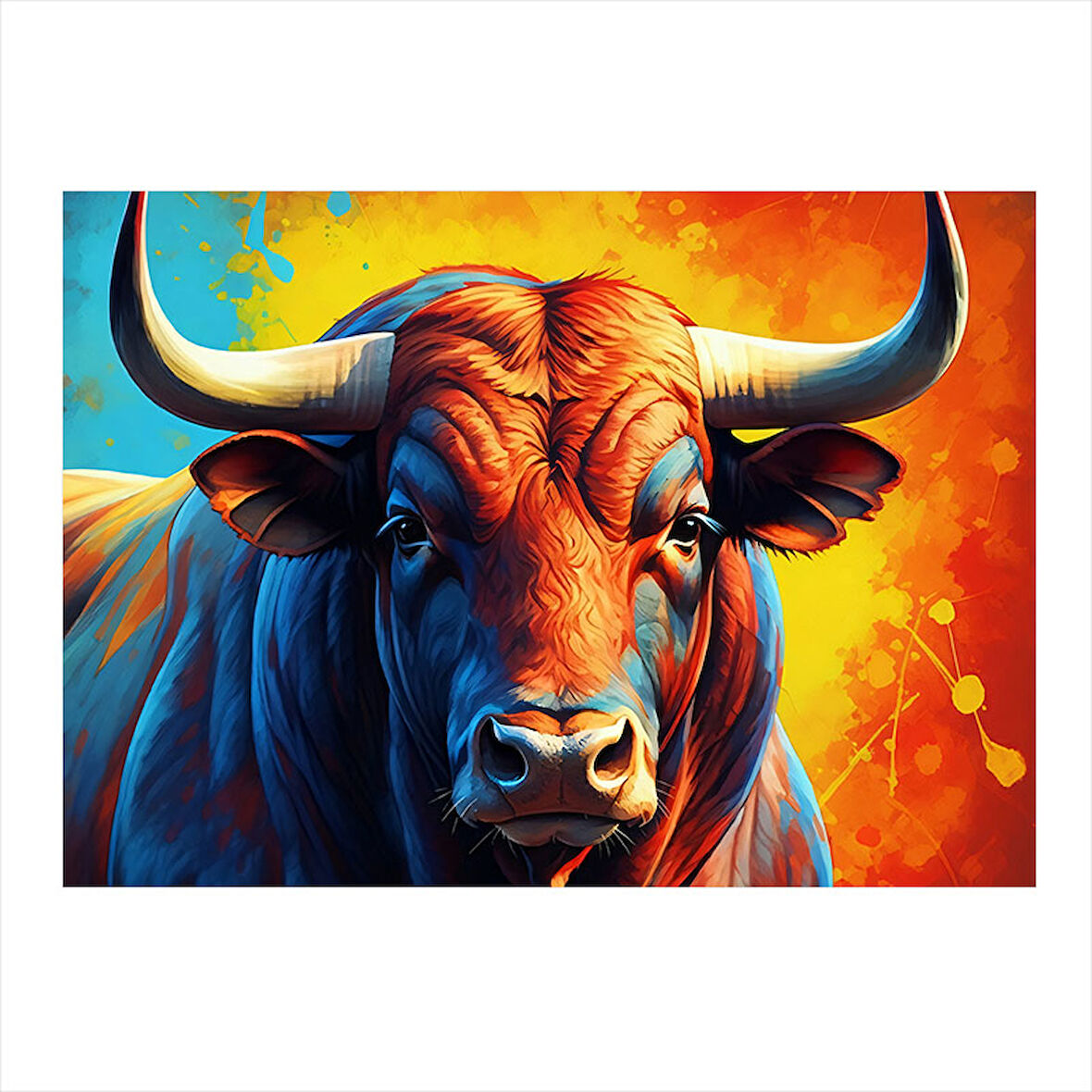Renkli Boğa Portresi Model Mdf tablo 35cm X50cm