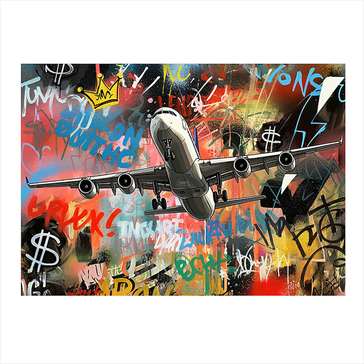 Sokak Grafiti Uçak Hediyelik Mdf Tablo 25cmX 35cm