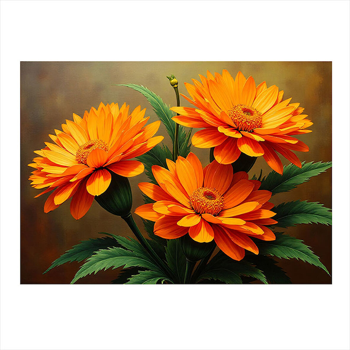 Turuncu Çiçek Aranjmanı Mdf poster 25cmX 35cm