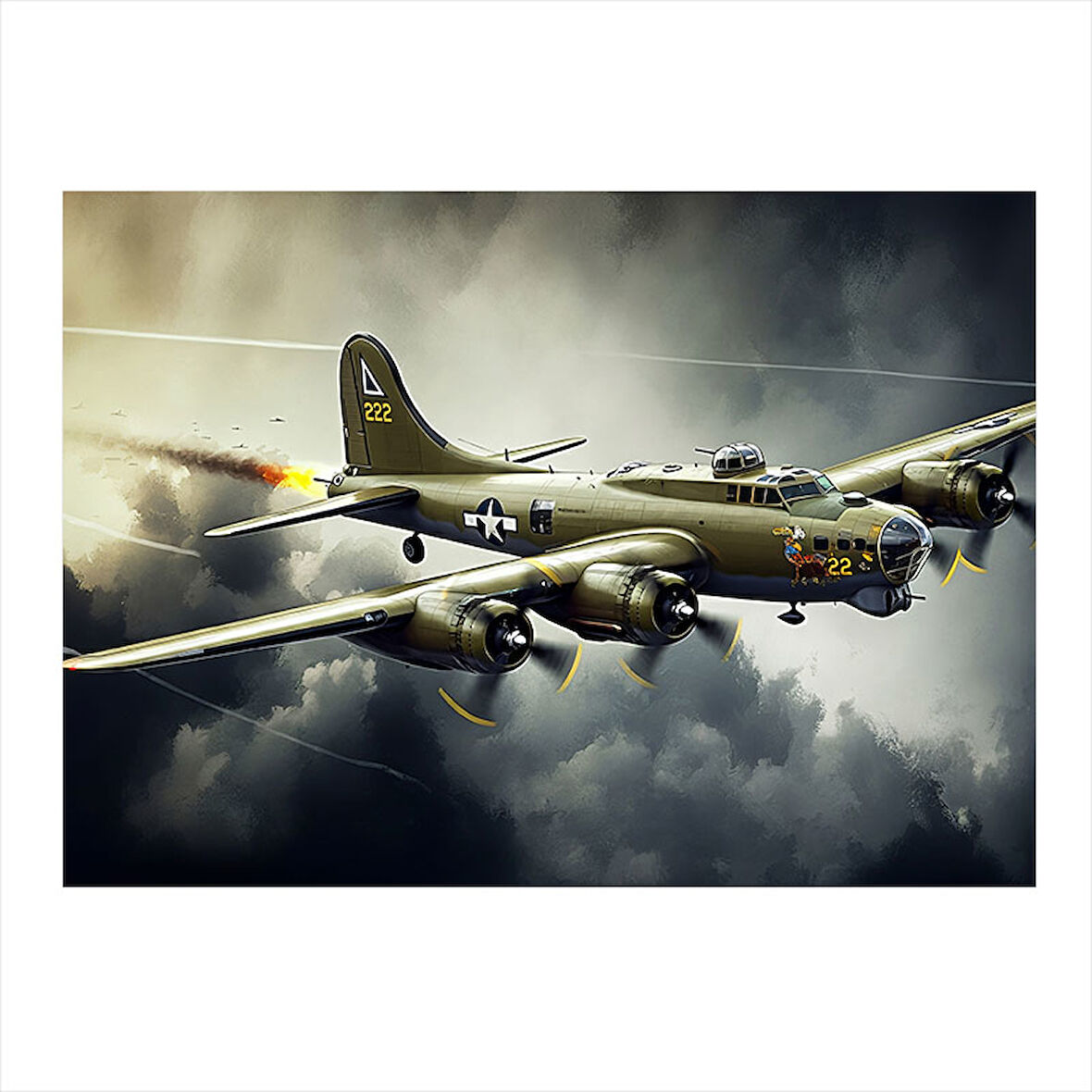 Askeri Bombardıman Uçağı Art Mdf Tablo 25cmX 35cm