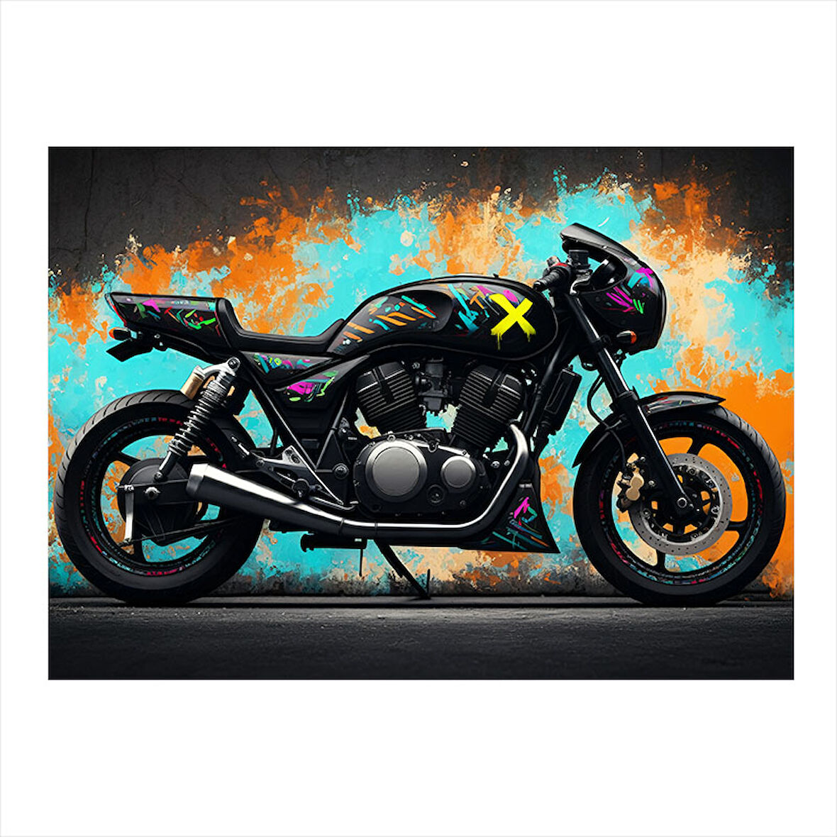 Modern Motosiklet Tasarımı Hediyelik Ahşap Tablo 25cmX 35cm