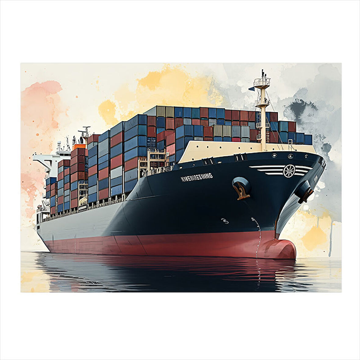 Büyük Konteyner Gemisi Modern Ahşap Tablo 25cmX 35cm