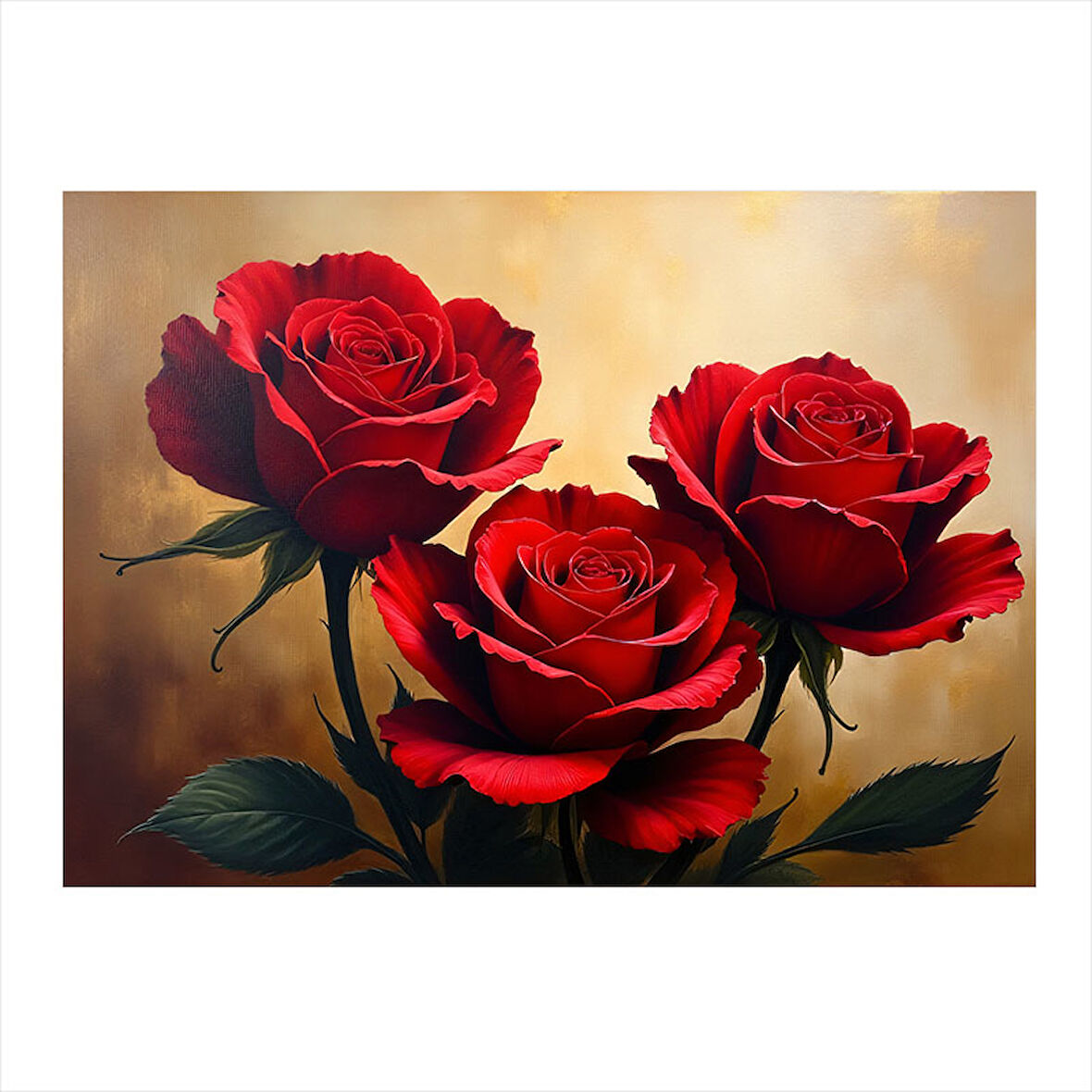 Kırmızı Gül Buketi Dekoratif ahşap Tablo 25cmX 35cm