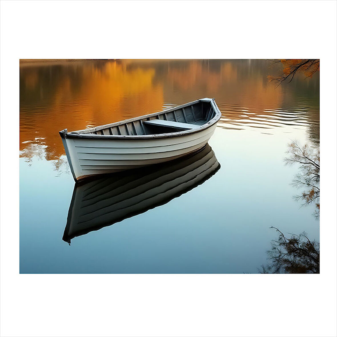 Sessiz Göl Ve Kayık Model Mdf tablo 25cmX 35cm