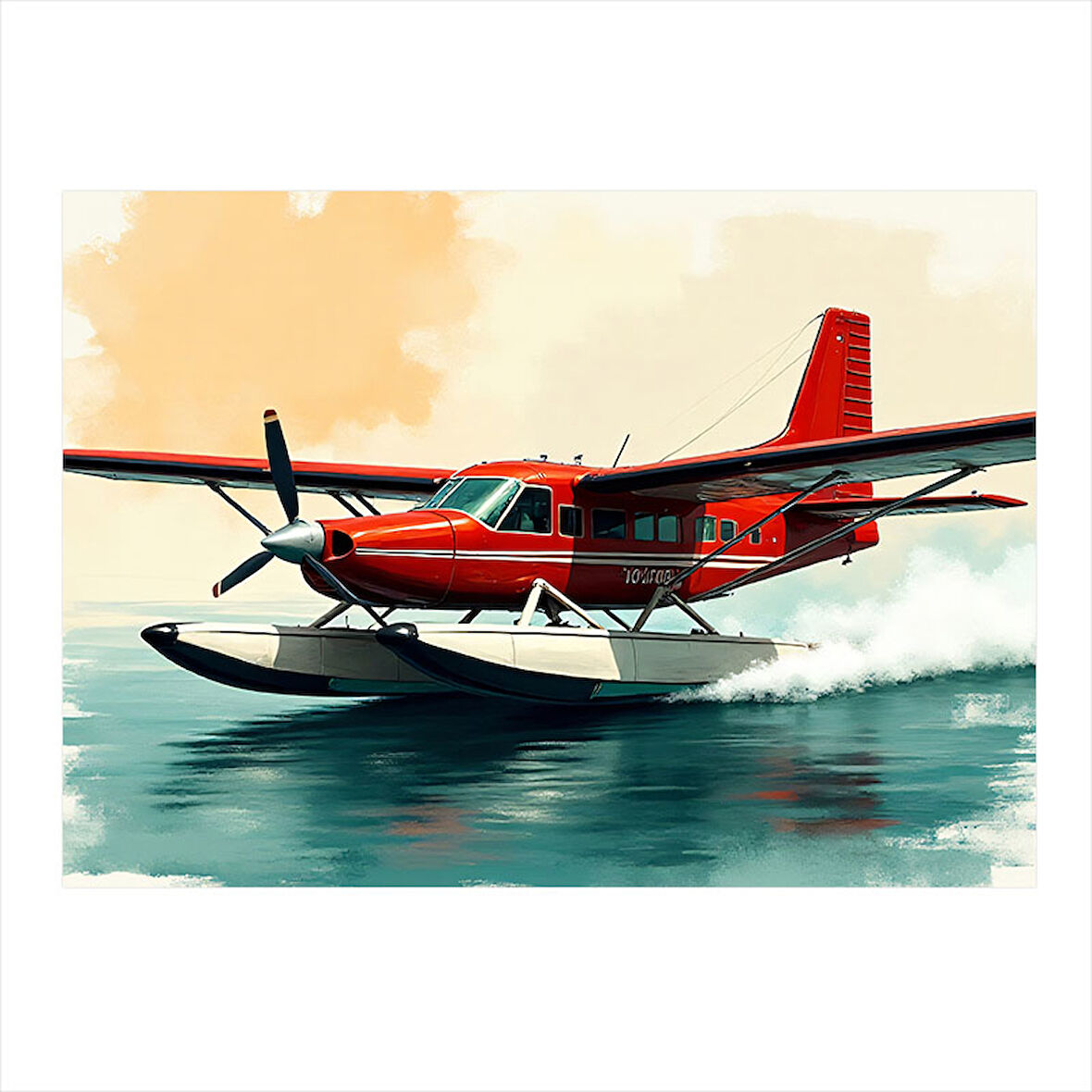 Deniz Uçağı Uçuşu Tasarım Mdf Tablo 35cm X50cm