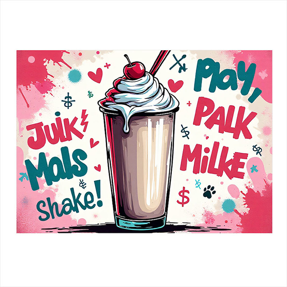 Retro Milkshake Afişi Modern Mdf Tablo 25cmX 35cm