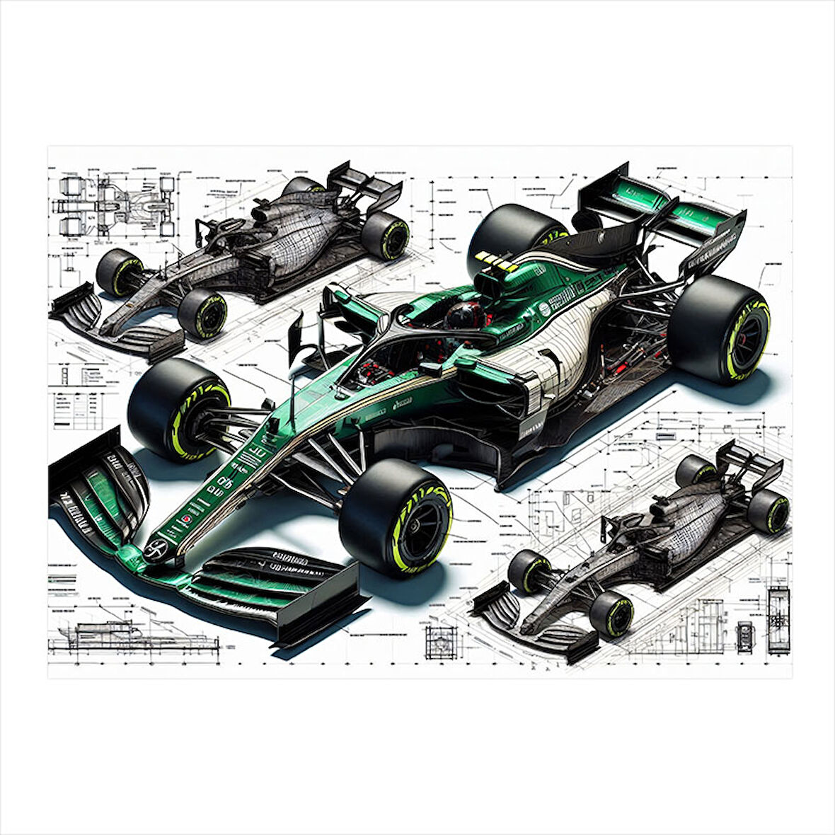 Formula 1 Araç Planı Dekoratif Mdf Tablo 35cm X50cm