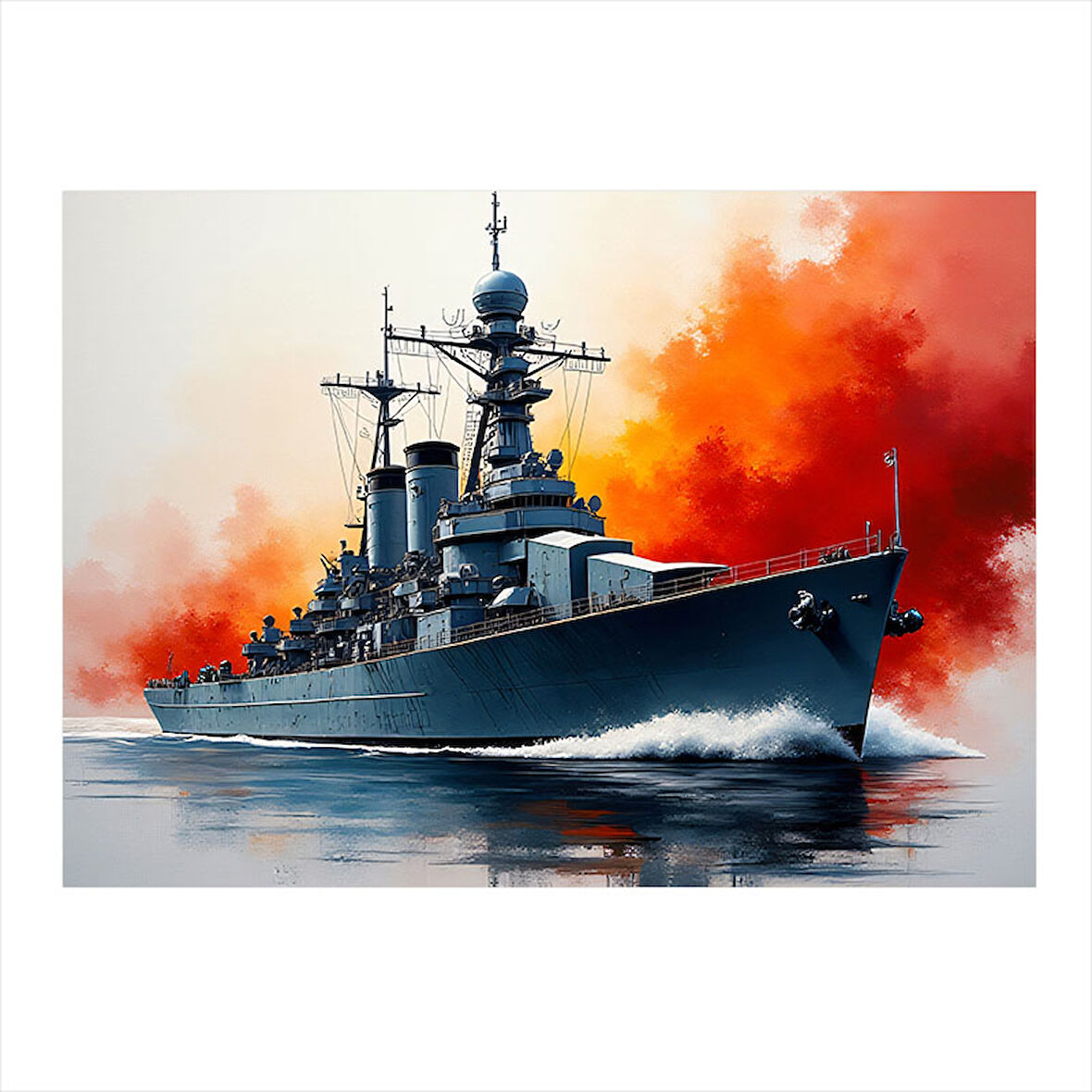 Askeri Savaş Gemisi Tasarım Ahşap Tablo 35cm X50cm