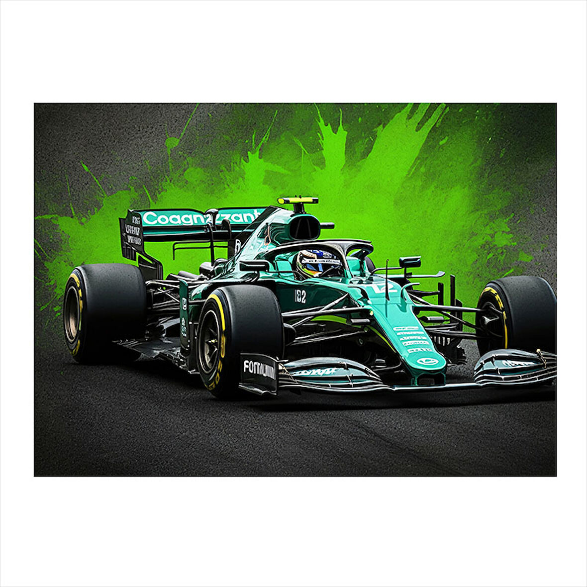 Yeşil Formula 1 Aracı Dekoratif Mdf Tablo 35cm X50cm