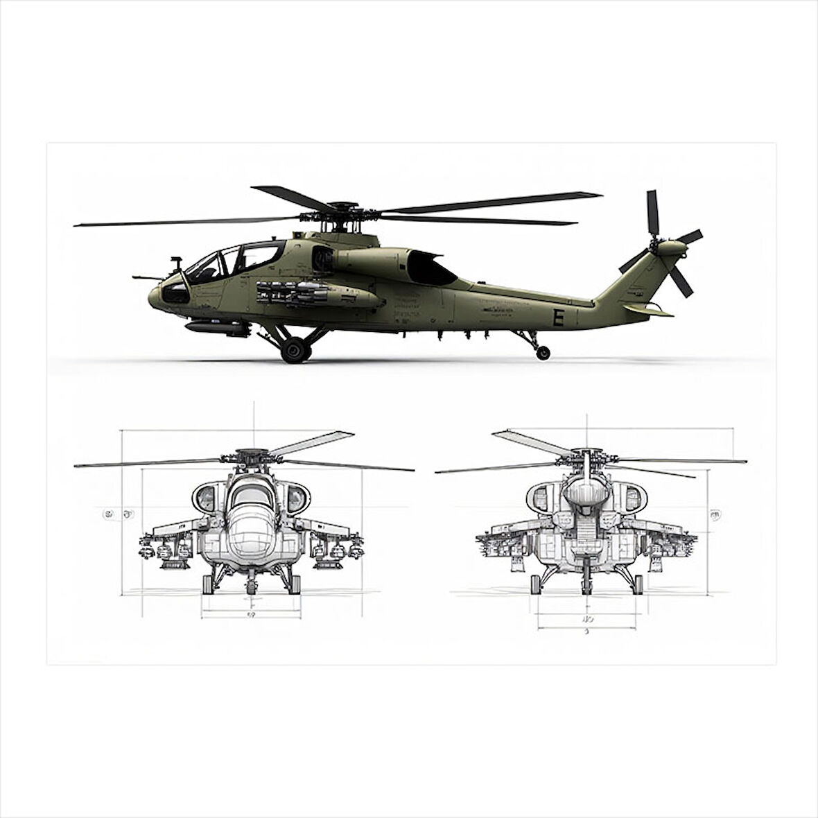 Askeri Helikopter Planı Desenli Mdf Tablo 25cmX 35cm