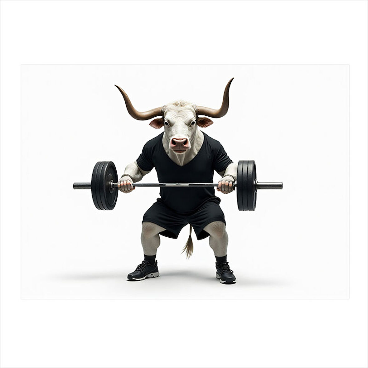 Ağırlık Kaldıran Boğa Figürü Hediyelik Ahşap Tablo 25cmX 35cm