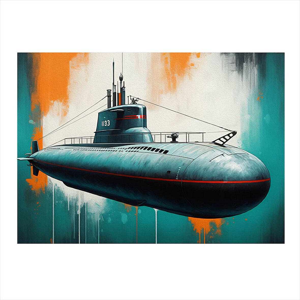 Denizaltı Yan Görünüm Dekoratif ahşap Tablo 35cm X50cm