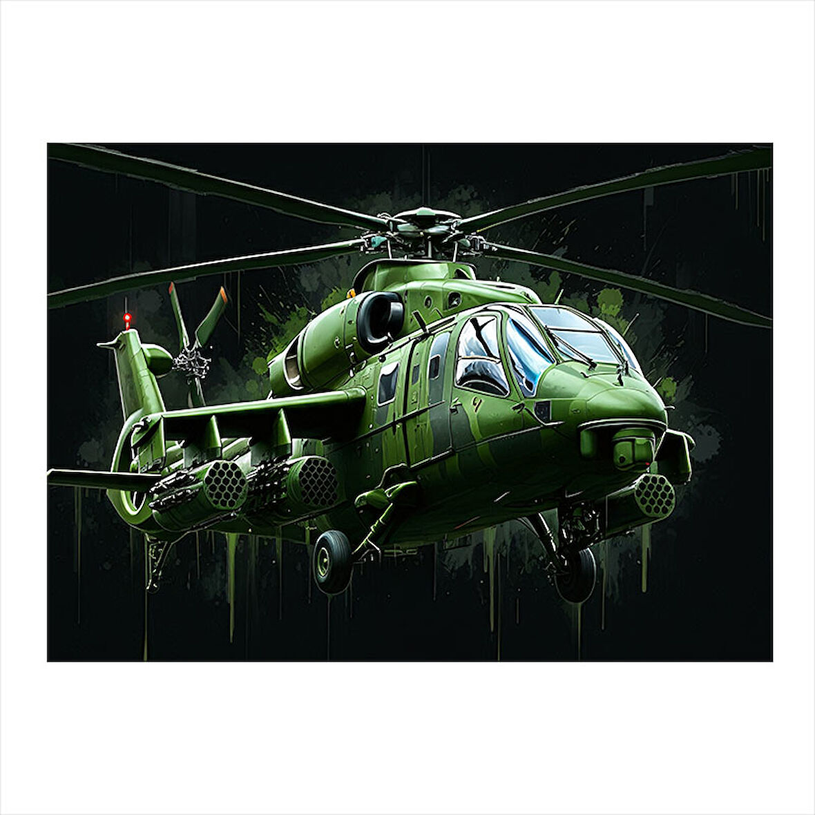 Askeri Helikopter İnişi Art Mdf Poster 25cmX 35cm