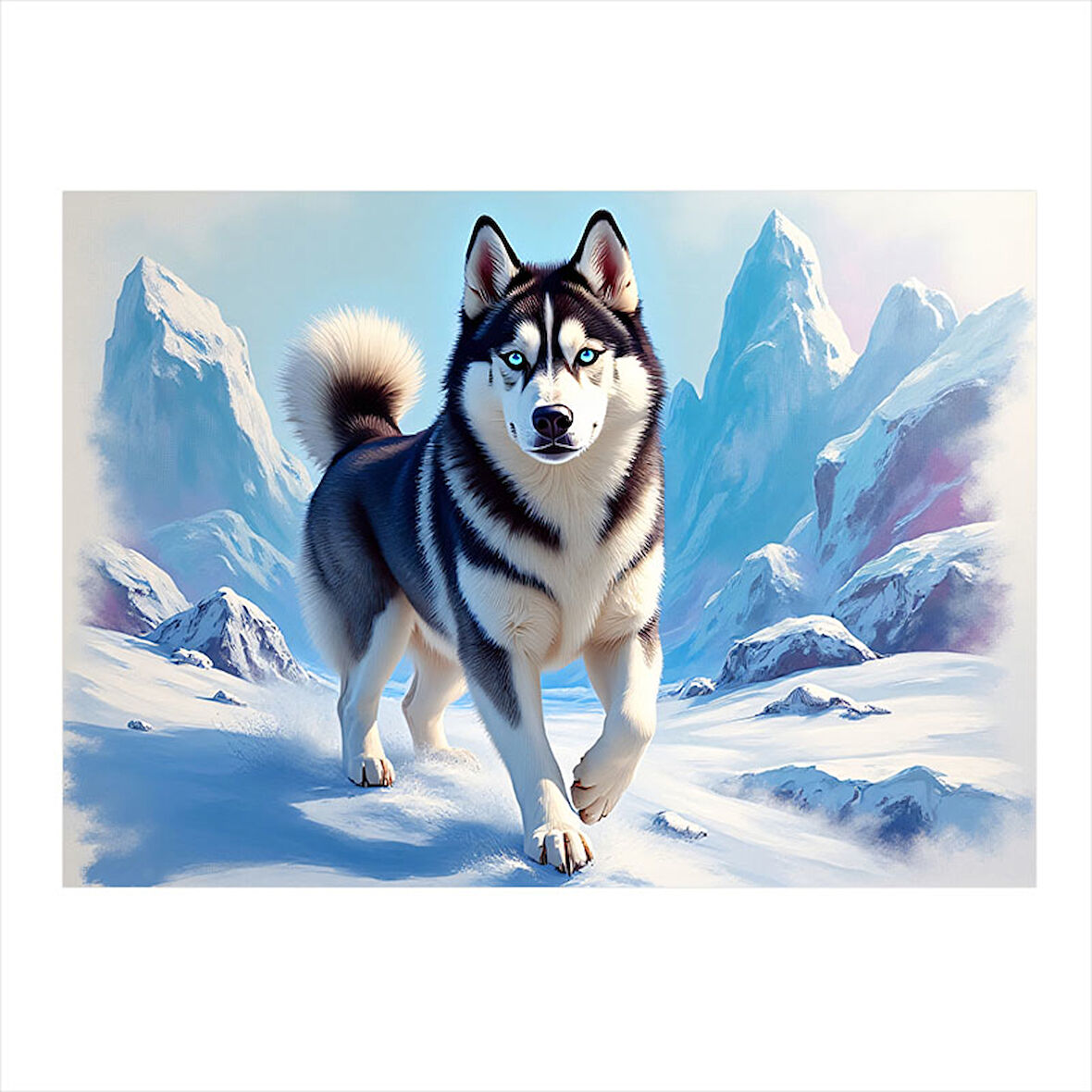 Kış Sahnesinde Kurt Figürü Model Mdf tablo 25cmX 35cm