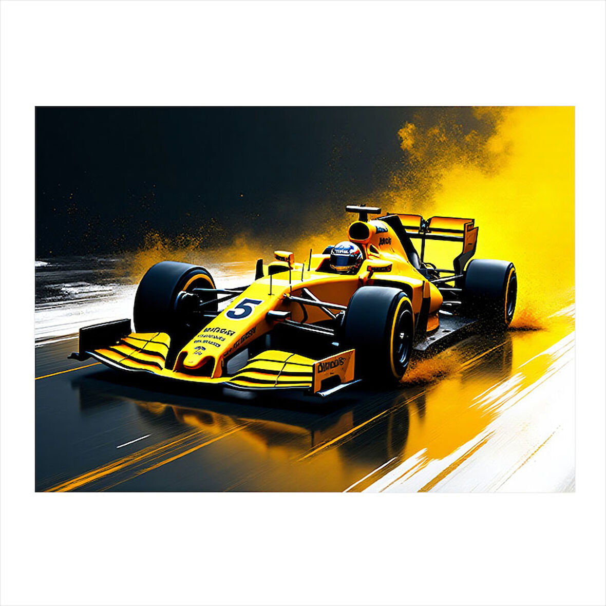 Sarı Formula 1 Aracı Mdf Tablo 25cmX 35cm