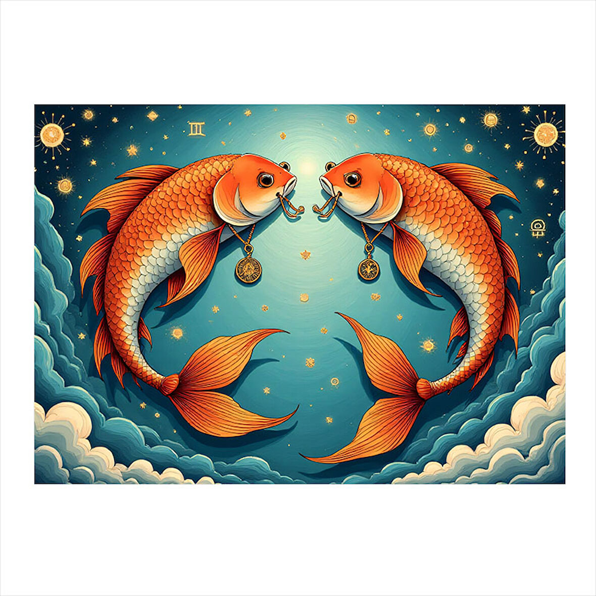 Renkli Balıklar İllüstrasyonu Hediyelik Mdf Tablo 25cmX 35cm