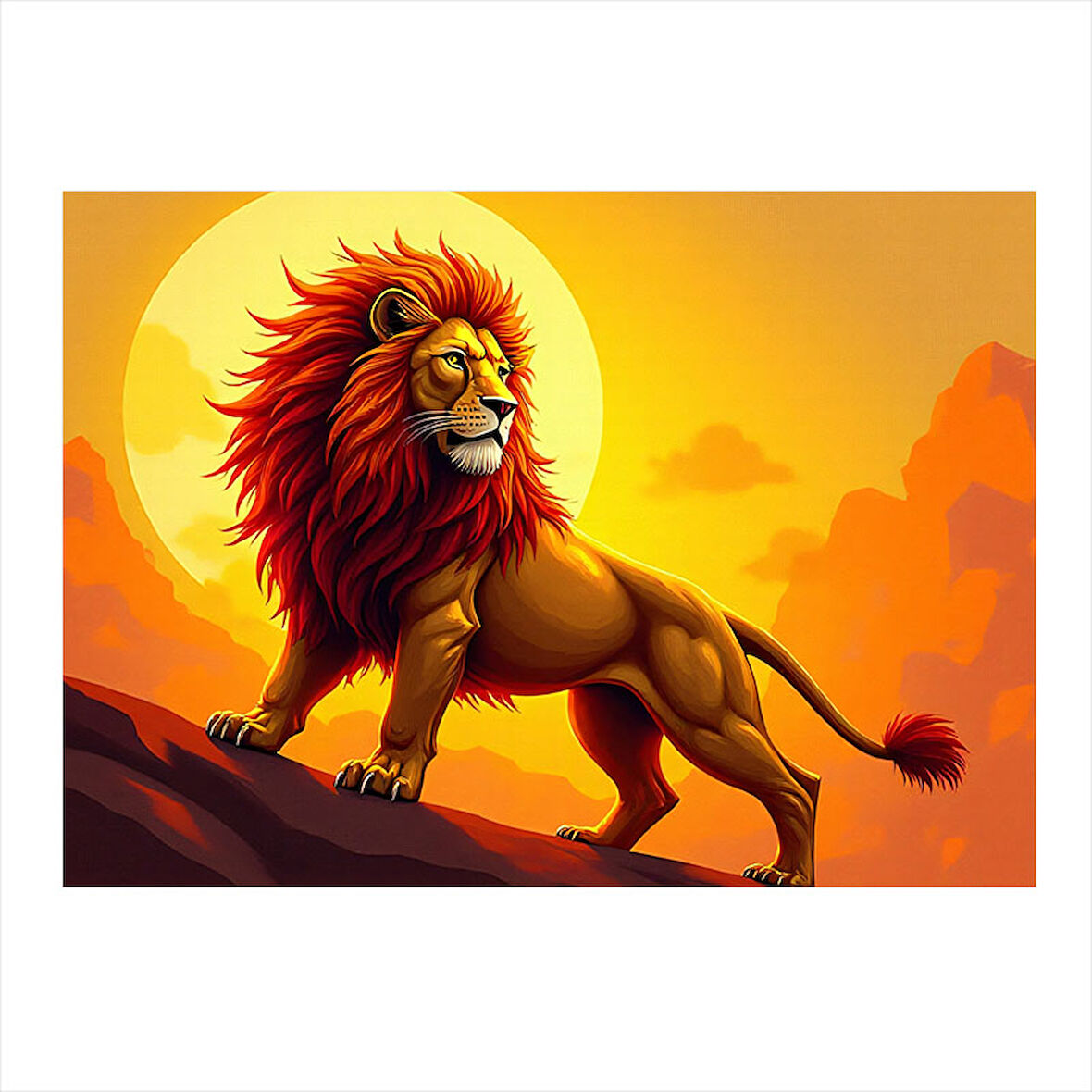 Gün Batımında Aslan Art Mdf Tablo 35cm X50cm