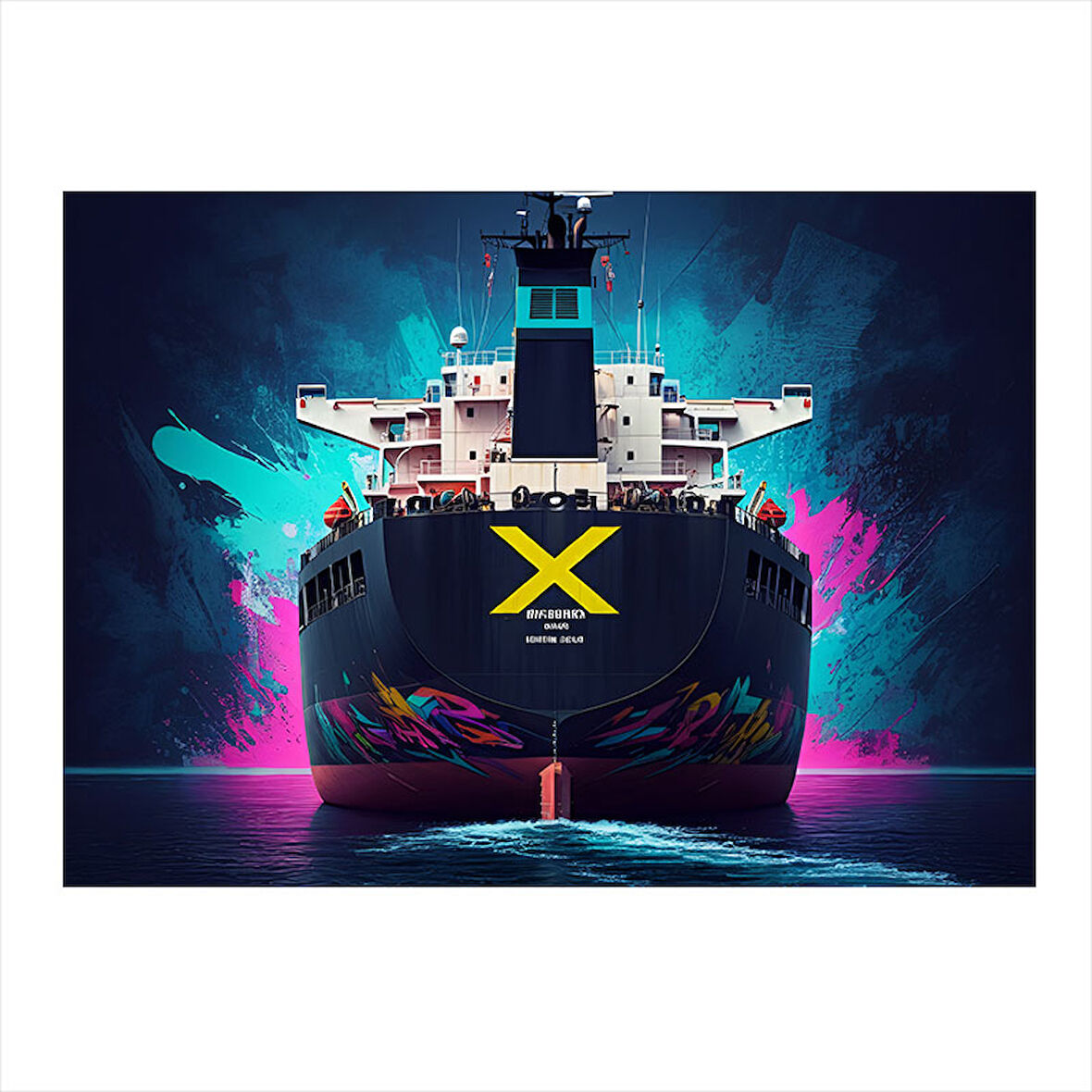 Siyah Konteyner Gemisi Art Mdf Poster 25cmX 35cm