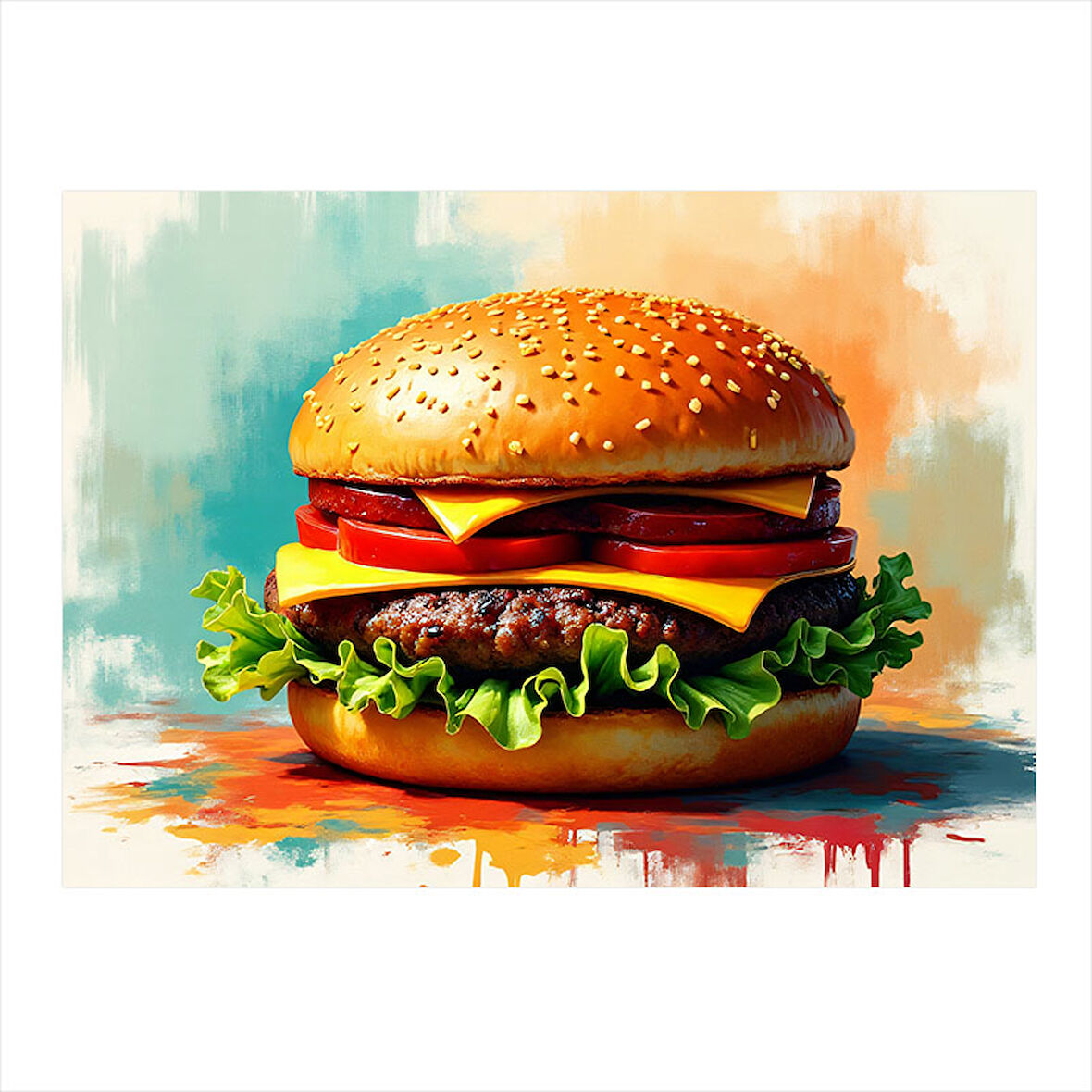 Büyük Burger İllüstrasyonu Model Mdf tablo 25cmX 35cm