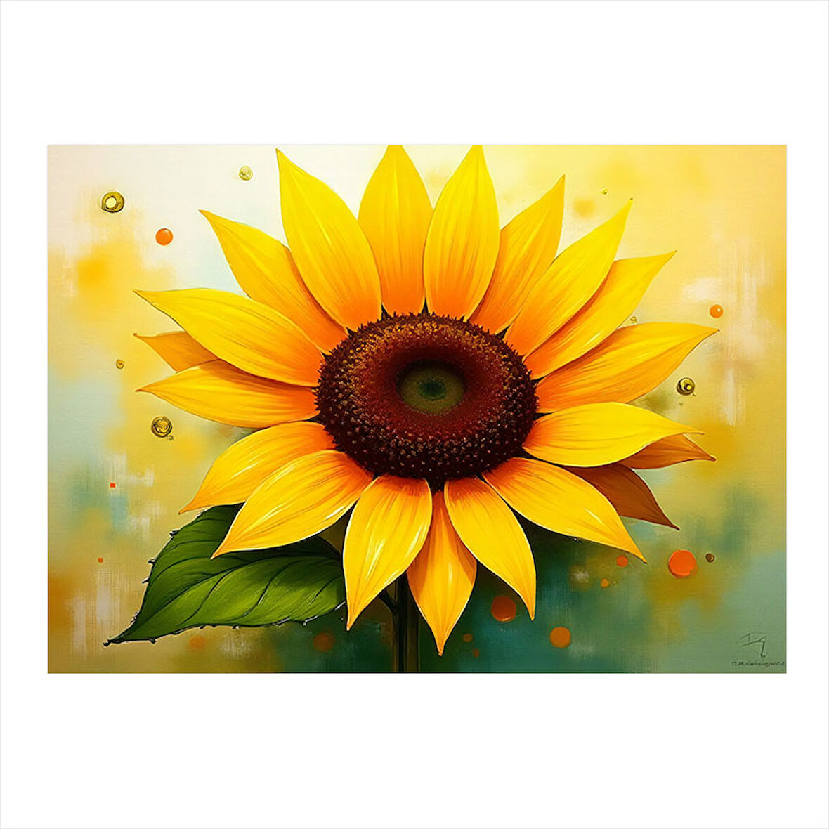 Büyük Ayçiçeği İllüstrasyonu Dekoratif ahşap Tablo 35cm X50cm