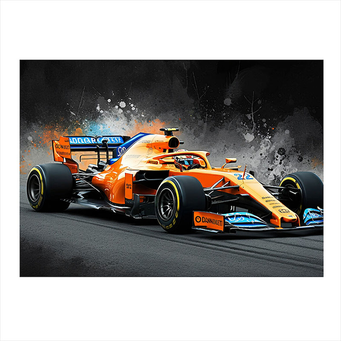 Turuncu Formula 1 Aracı Dekoratif Mdf Tablo 35cm X50cm