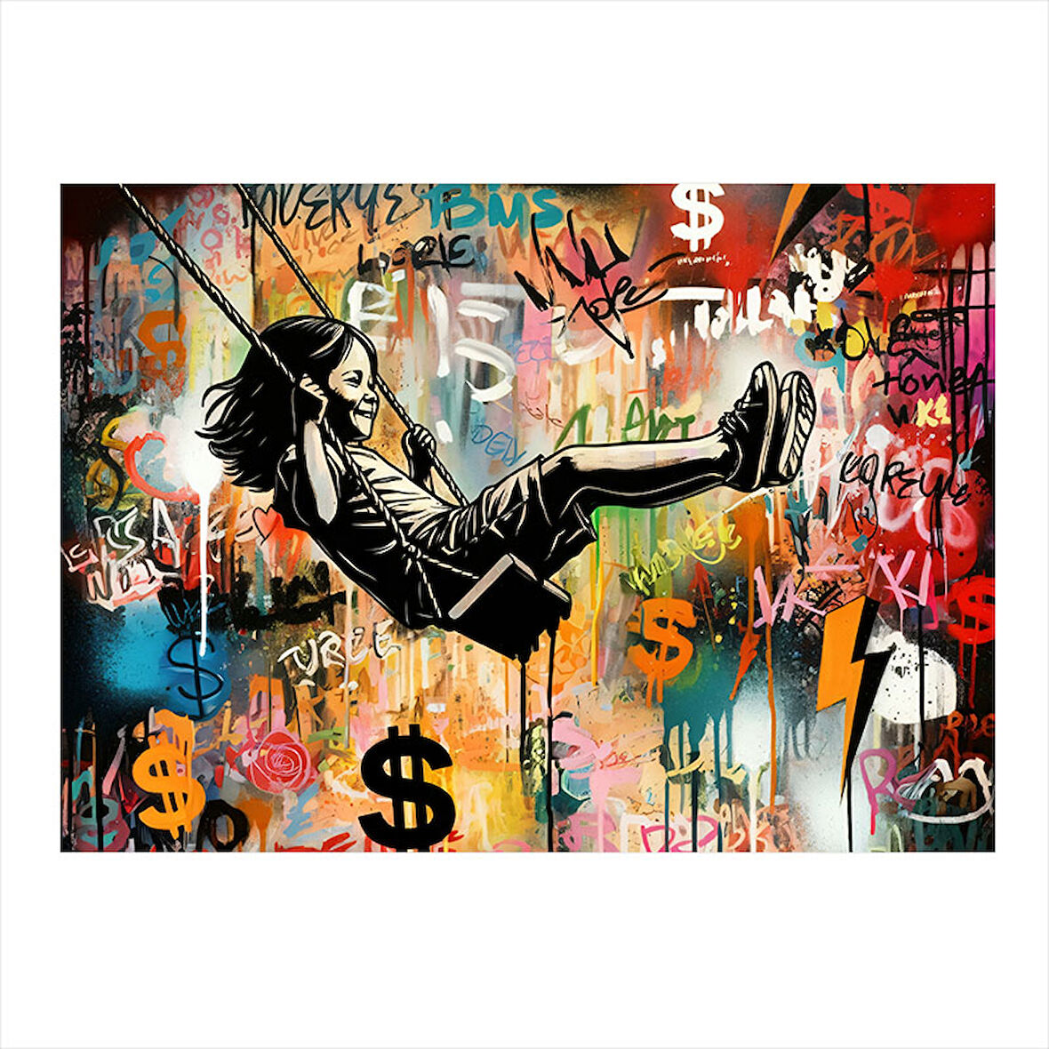 Grafitili Sanat Figürü Art Mdf Tablo 25cmX 35cm