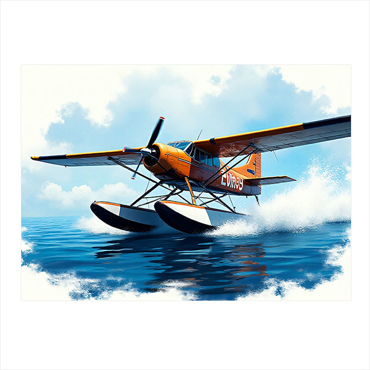 Deniz Uçağı Kalkışı Mdf Tablo 25cmX 35cm