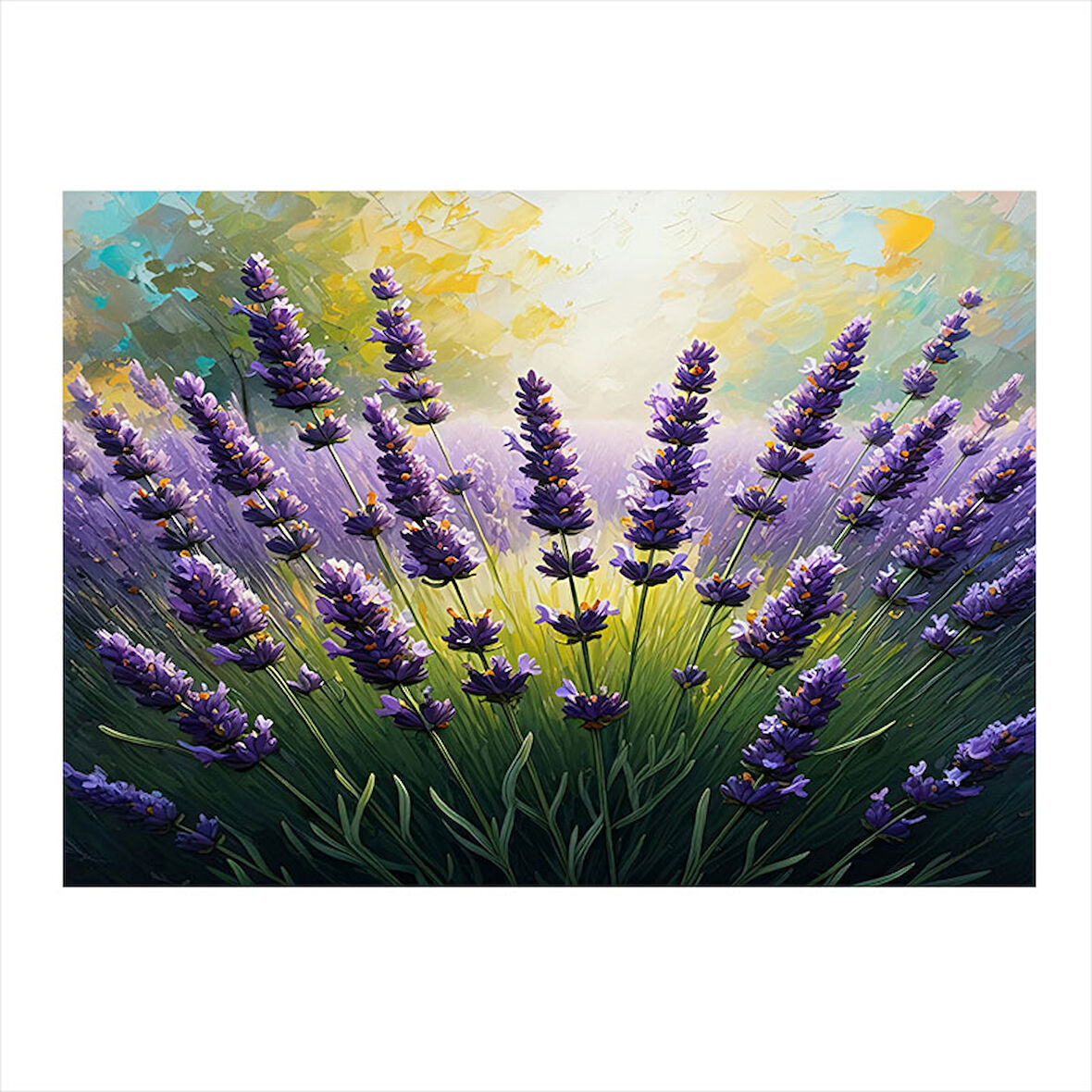 Lavanta Tarlası İllüstrasyonu Dekoratif ahşap Tablo 25cmX 35cm
