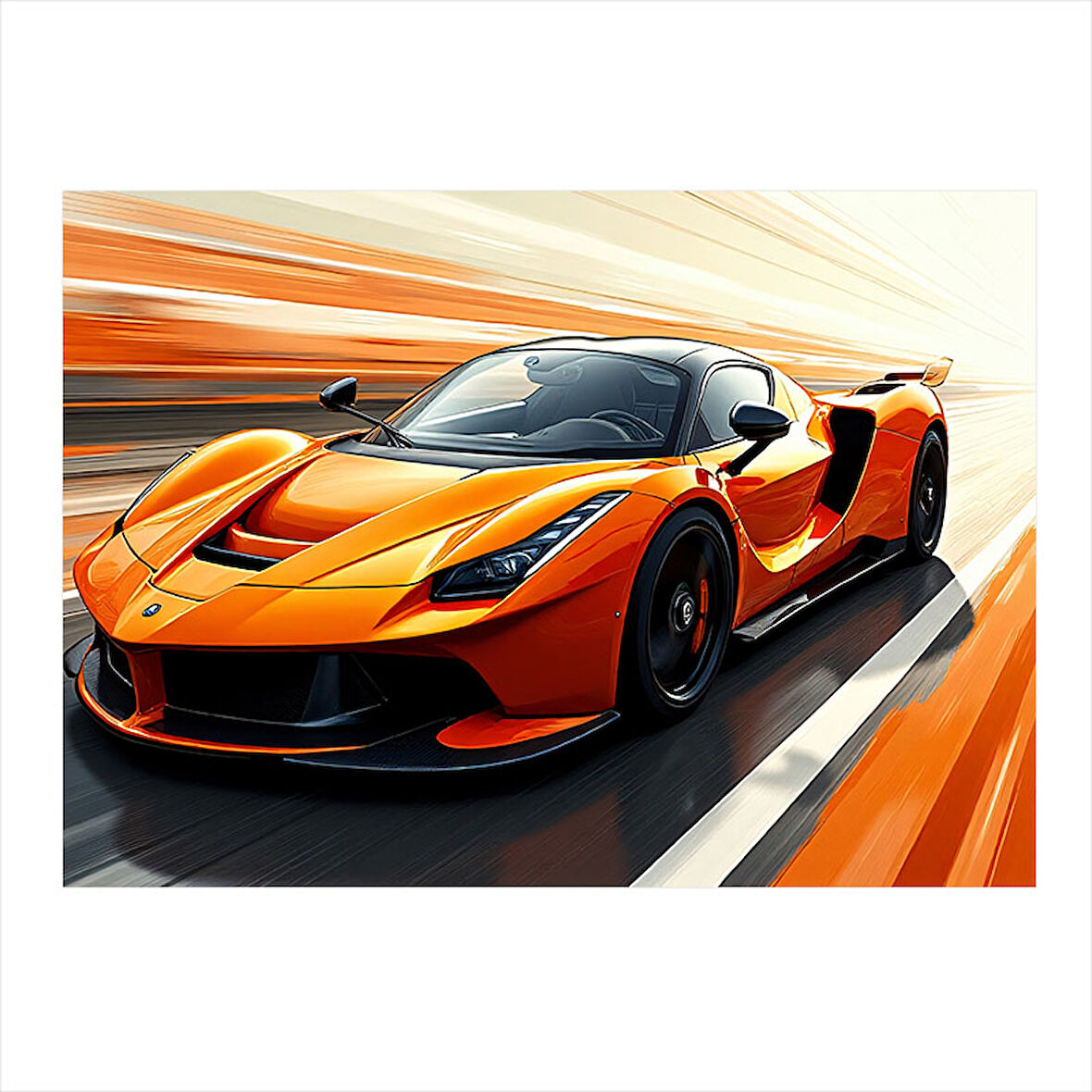 Turuncu Spor Araba Tasarımı Tasarım Mdf Tablo 50cmX 70cm