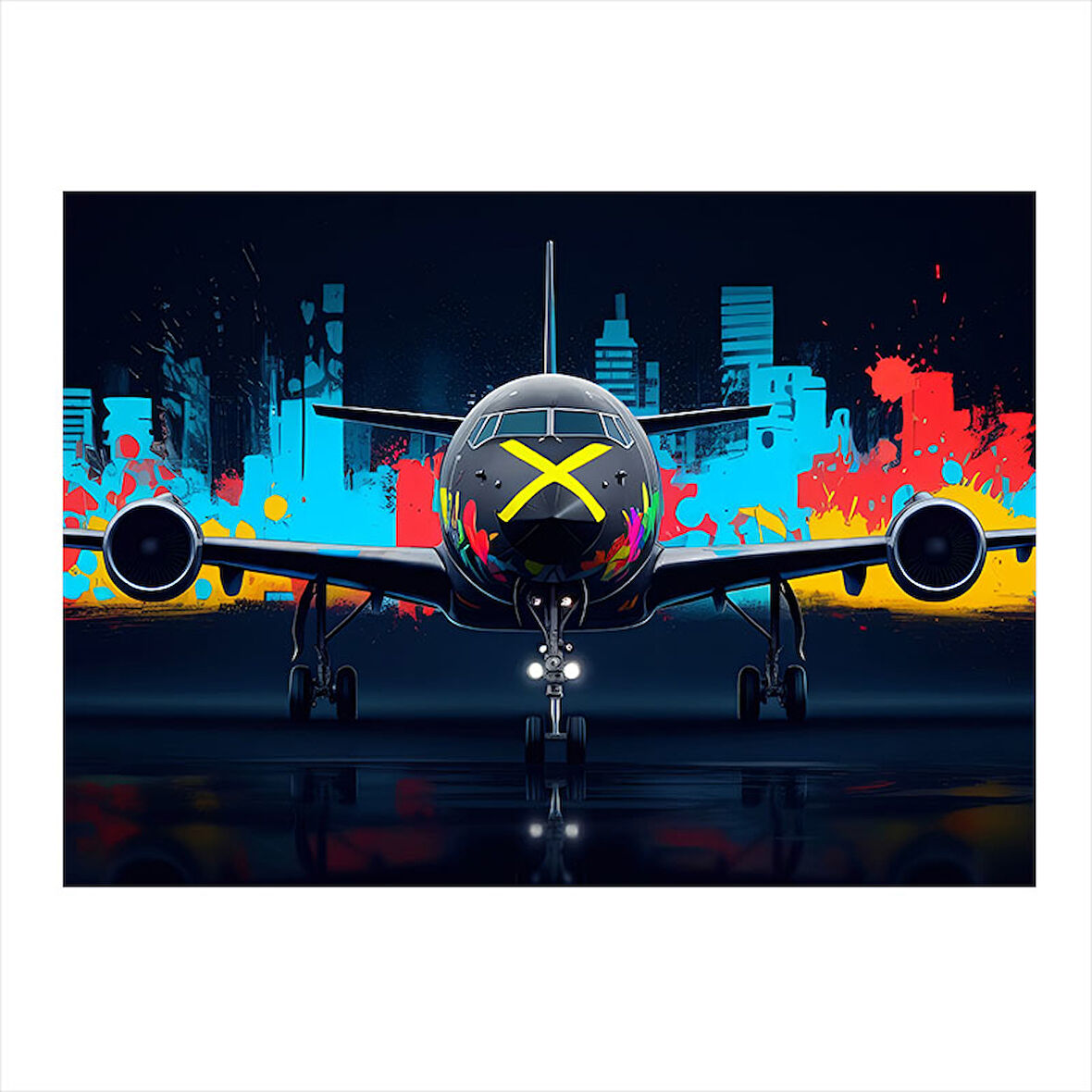 Gece Jet Kalkışı Modern Mdf Tablo 50cmX 70cm