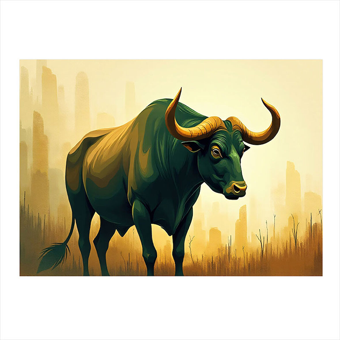 Güçlü Boğa İllüstrasyonu Model Mdf tablo 35cm X50cm