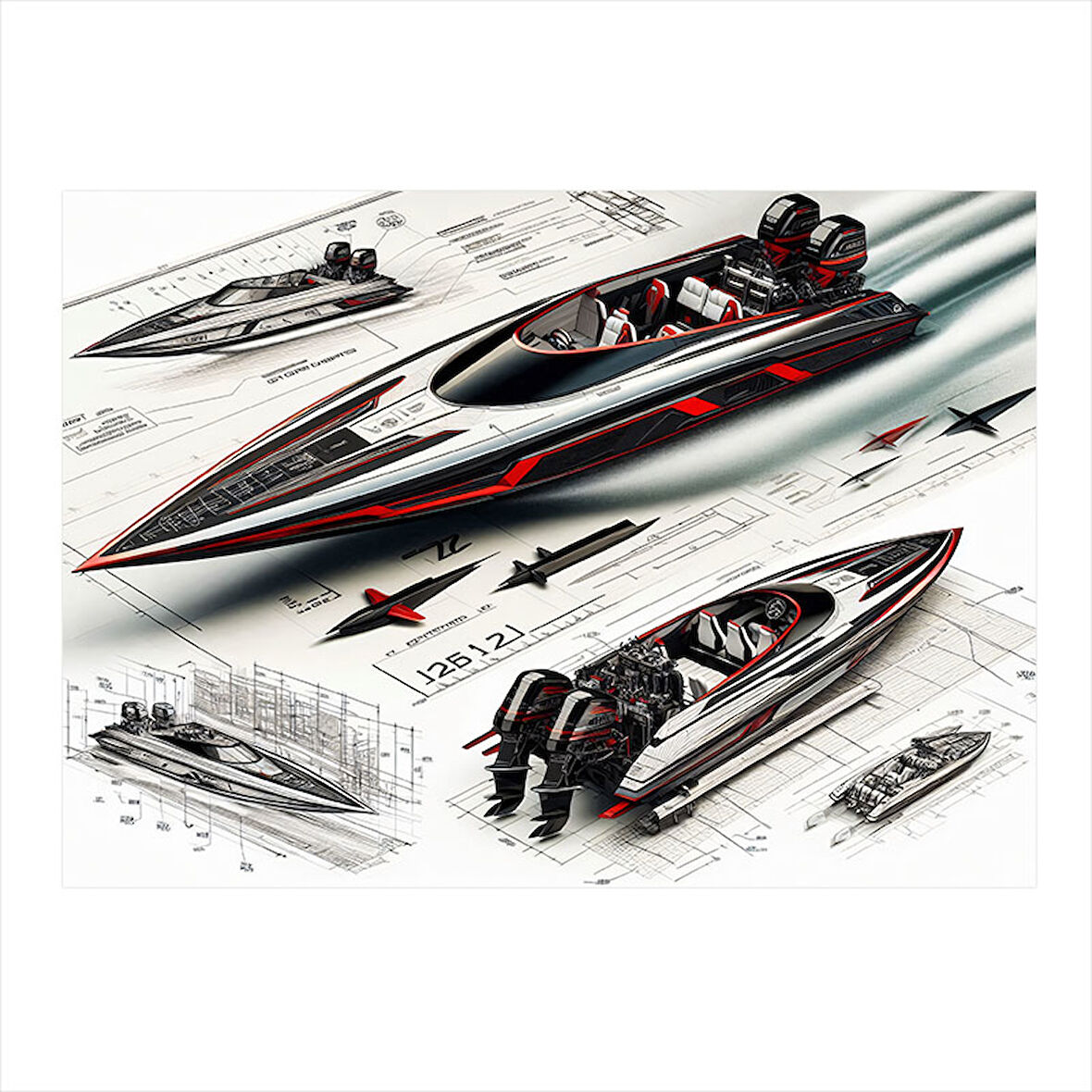Sürat Tekneleri Tasarımı Hediyelik Mdf Tablo 25cmX 35cm