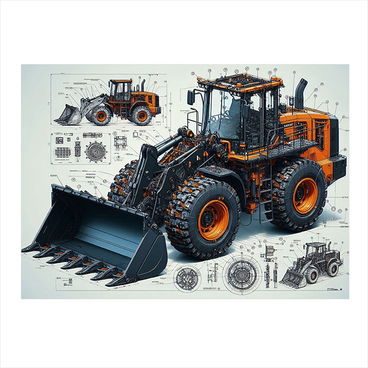 Sarı İş Makinesi Tasarımı Art Mdf Tablo 25cmX 35cm