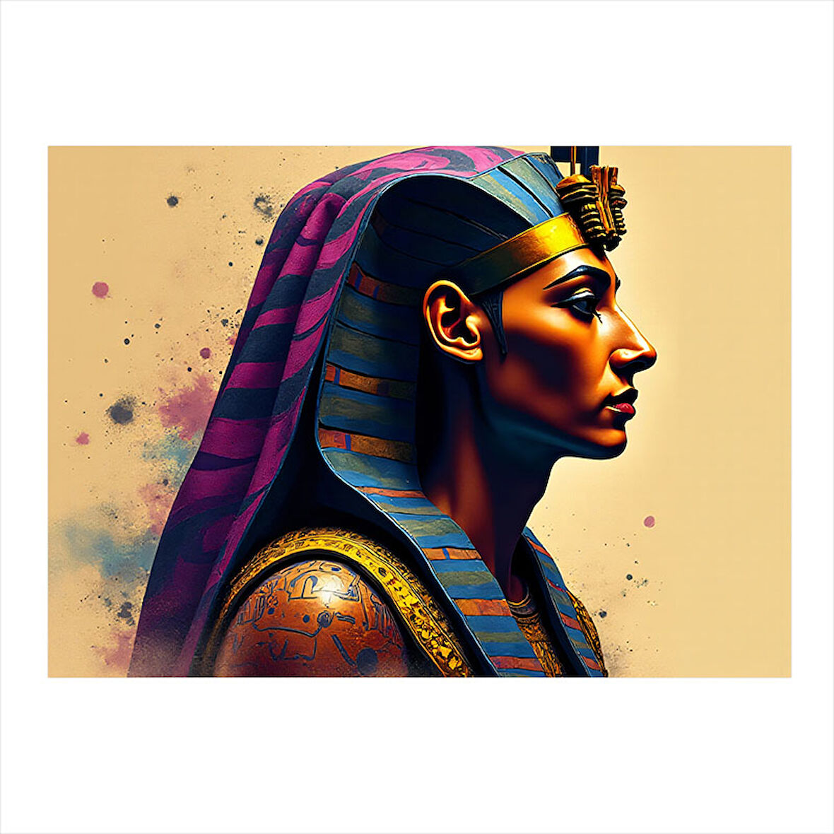 Antik Mısır Kraliçesi İllüstrasyonu Art Mdf Poster 35cm X50cm