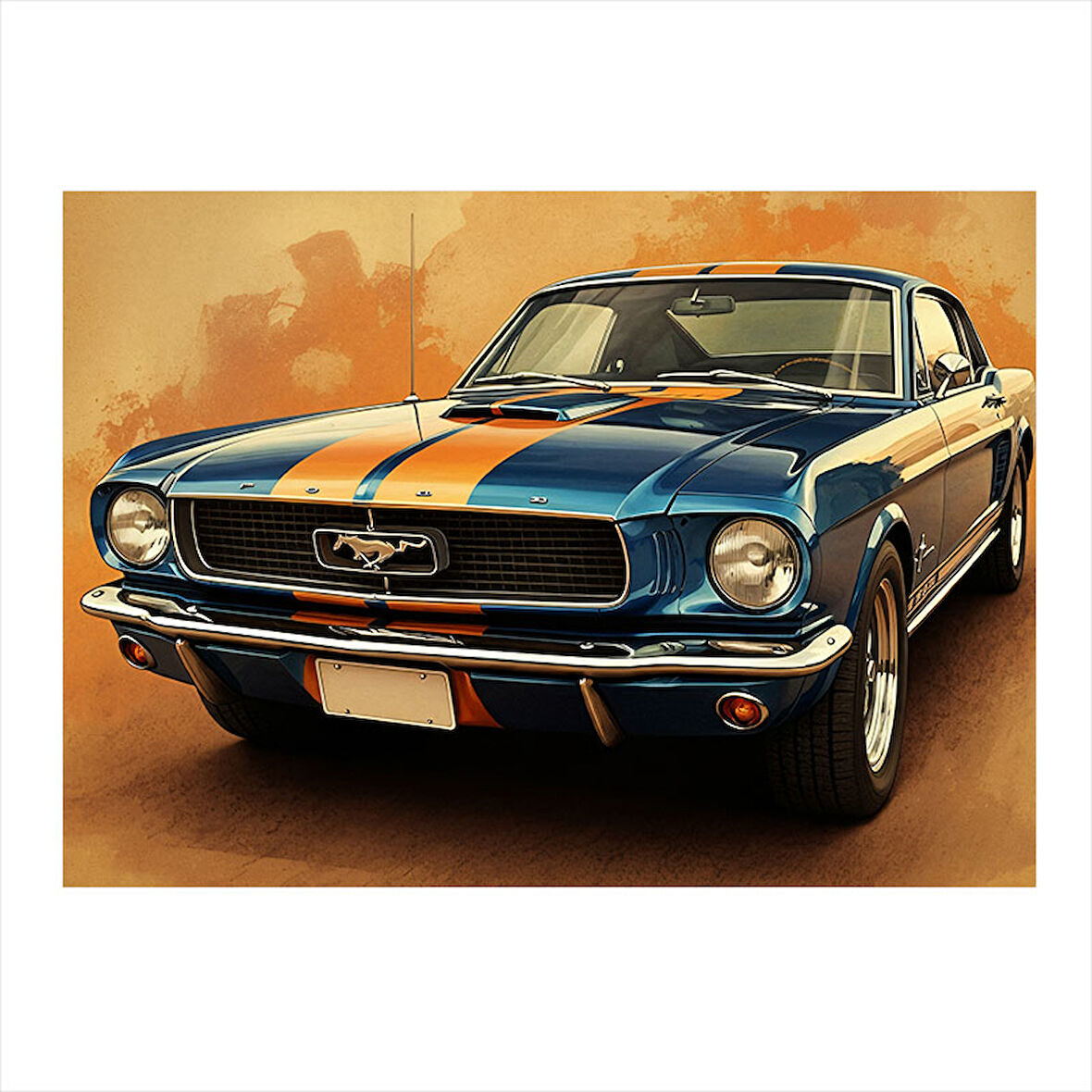 Klasik Mustang Araba Mdf Tablo 25cmX 35cm