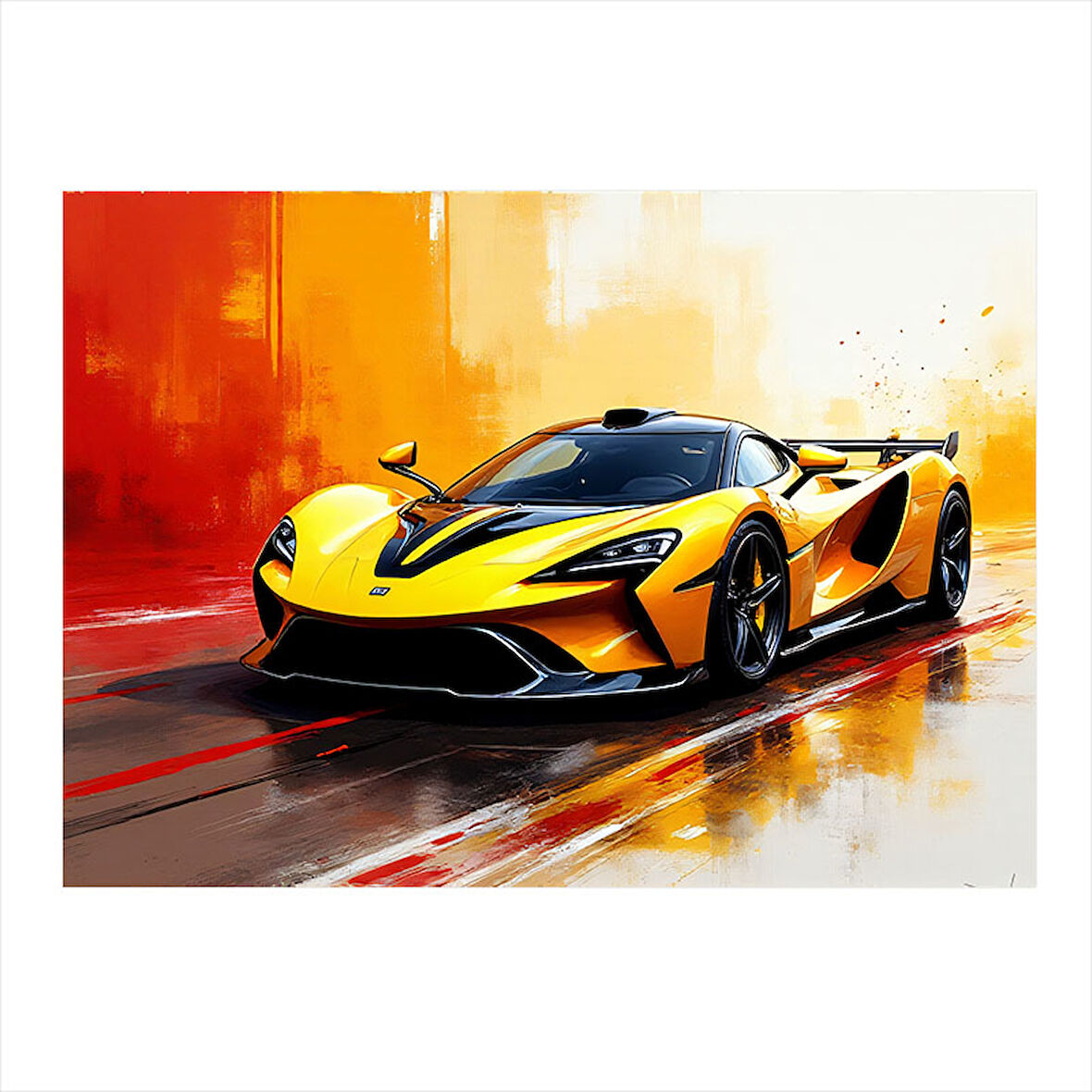 Turuncu Spor Araba Tasarımı Model Ahşap Tablo 50cmX 70cm