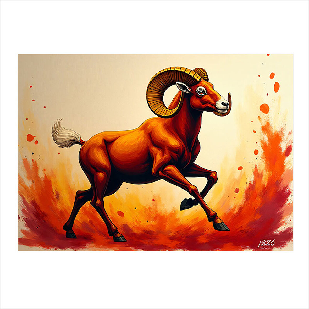 Oğlak Burcu Figürü Hediyelik Mdf Tablo 25cmX 35cm