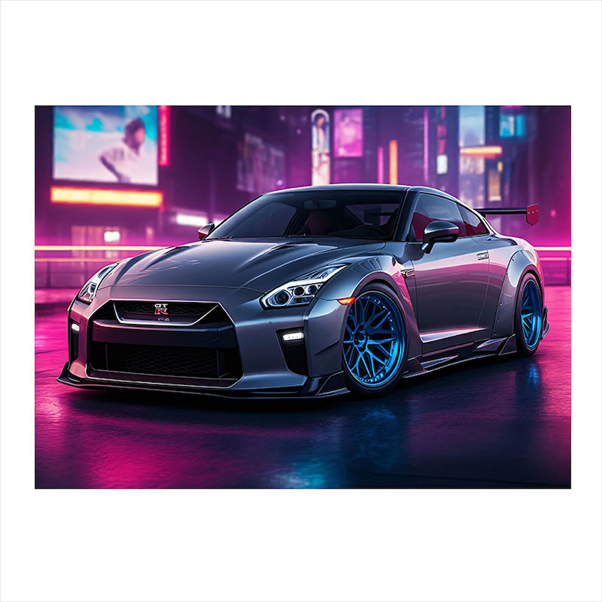 Gri Spor Araba Dekoratif Mdf Tablo 35cm X50cm